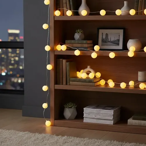 Cordão Varal de Luz LED 10 Bolas Brancas 2,8m