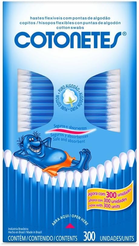 Hastes Flexíveis de Algodão para Higiene e Beleza Pacote de hastes flexíveis com pontas de algodão branco dispostas de forma organizada para higiene pessoal