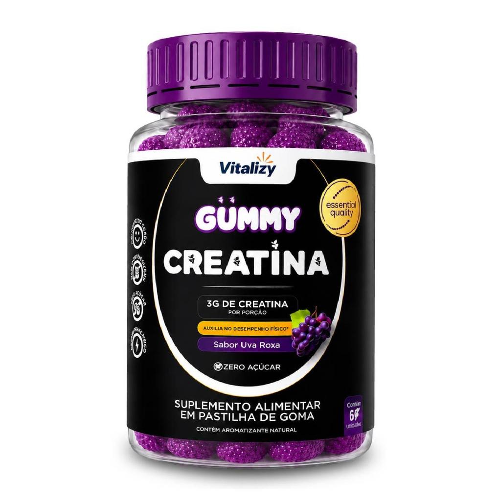 Creatina em Goma Gummy 3g Zero Açúcar Vitalizy