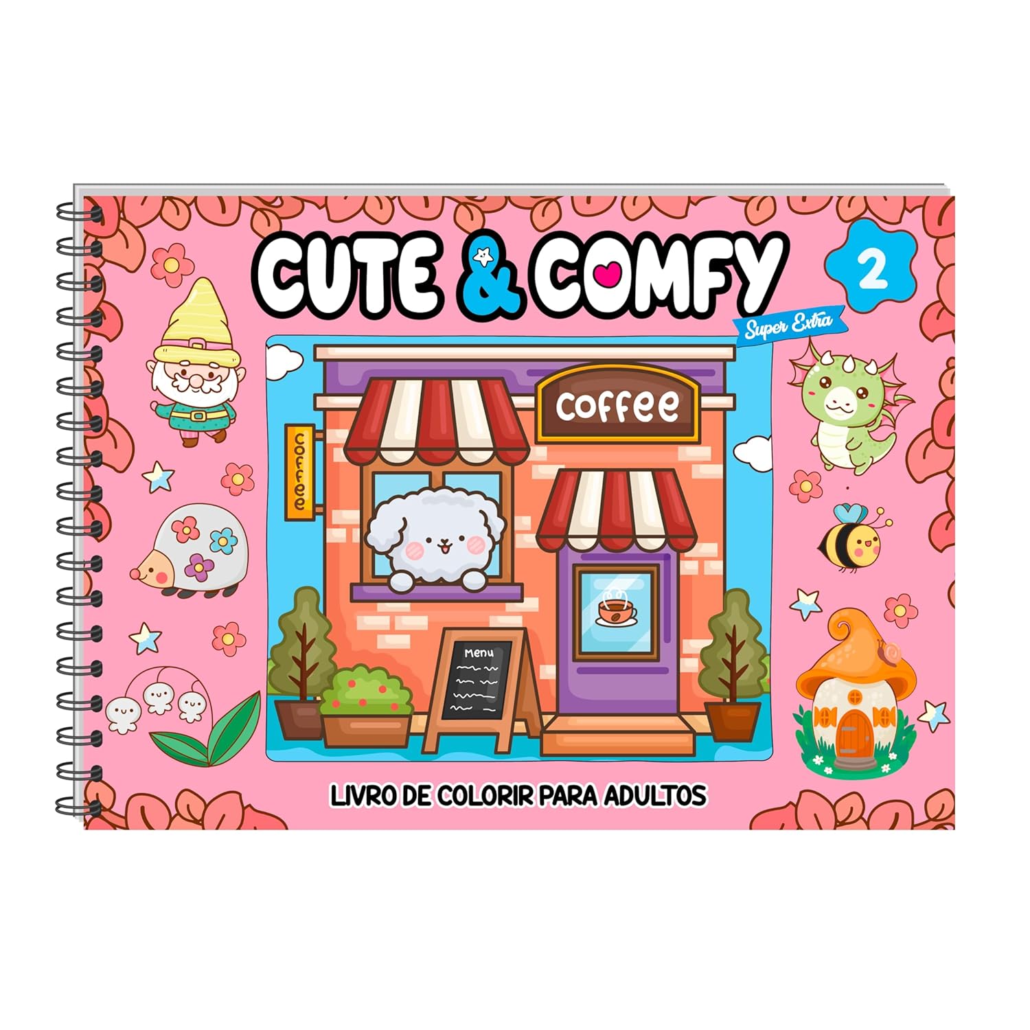 Cute & Comfy Super Extra: Livro de Colorir com Capa Dura Holográfica