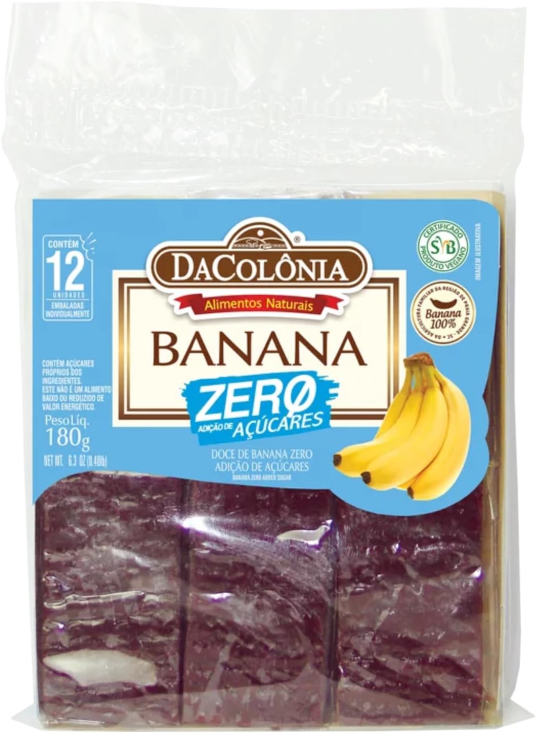 Banana Passa Zero Adição de Açúcares DaColônia 180g