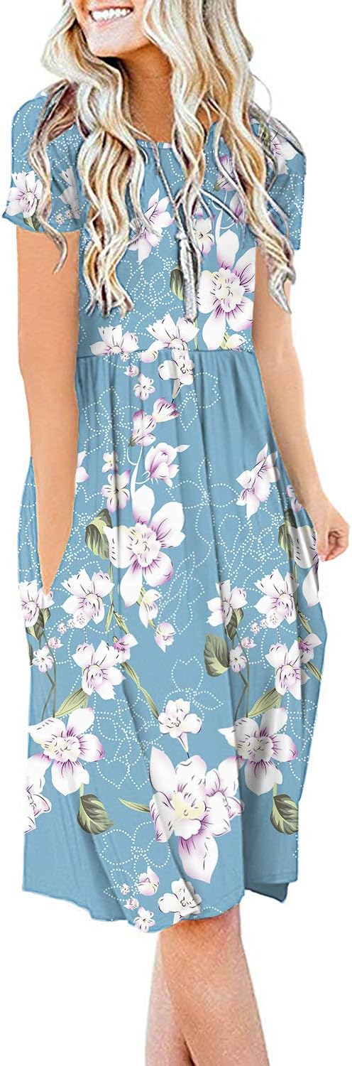 DB MOON: Vestido Casual de Manga Curta com Cintura Império e Bolsos