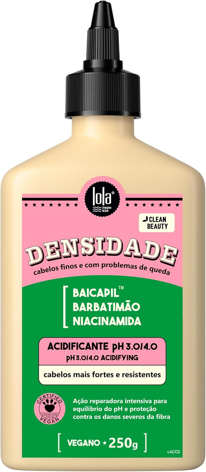 Densidade Acidificante Capilar Lola Cosmetics 250g Pote branco do Densidade Acidificante Lola Cosmetics em destaque sobre fundo neutro