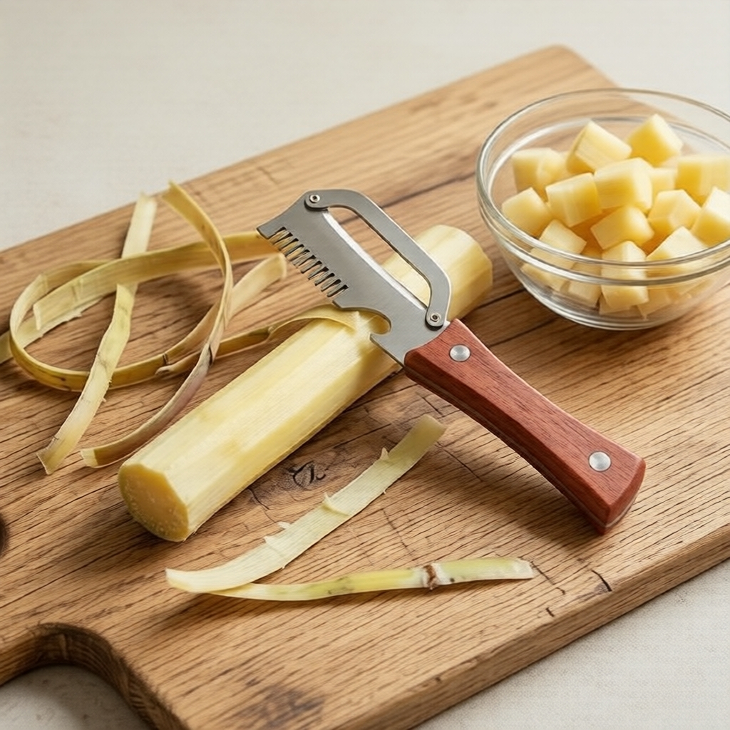 Descascador de Legumes com Cabo de Madeira e Lâmina de Aço Inoxidável