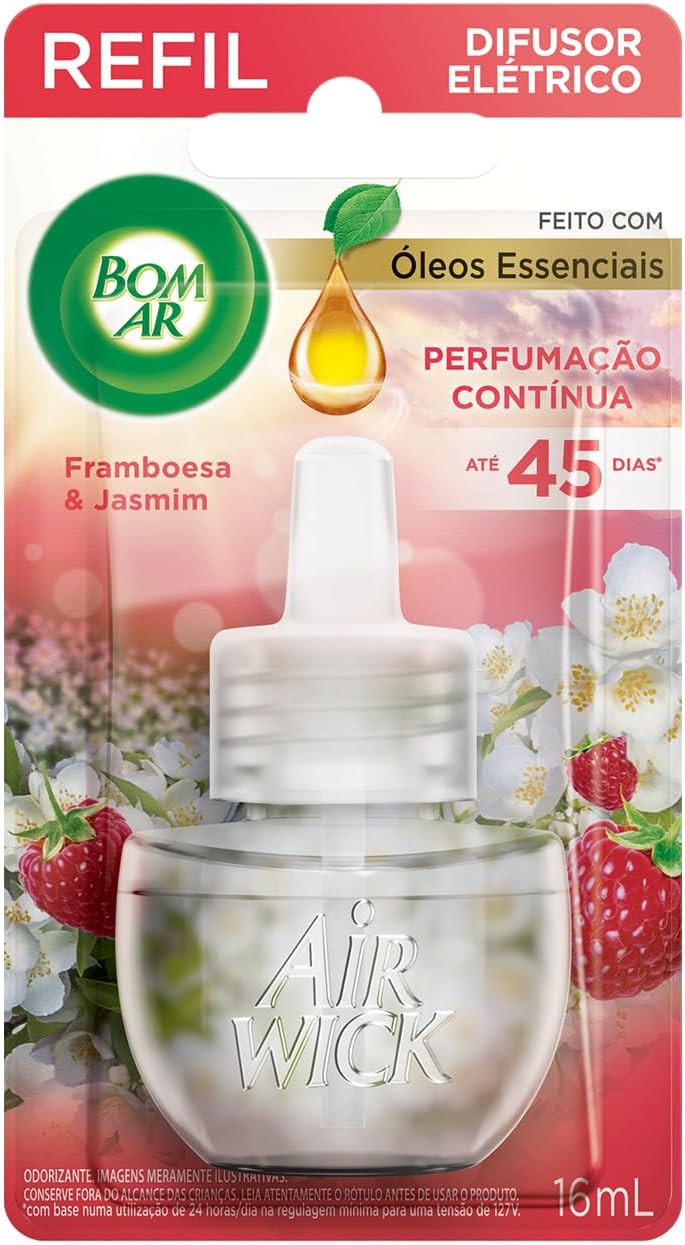 Difusor Elétrico Bom Ar Framboesa e Jasmim Refil 16ml