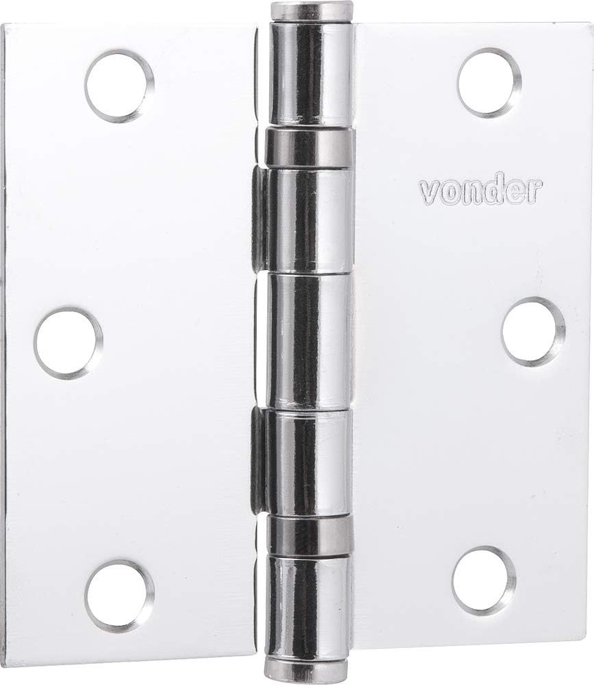 Dobradiça Vonder 3" com Anel e Rolamento Cromada (3 Peças)