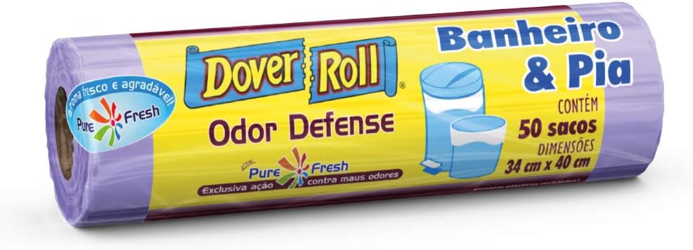 Dover-Roll Odor Defense Banheiro & Pia Lilás - Rolo com 50 Sacos