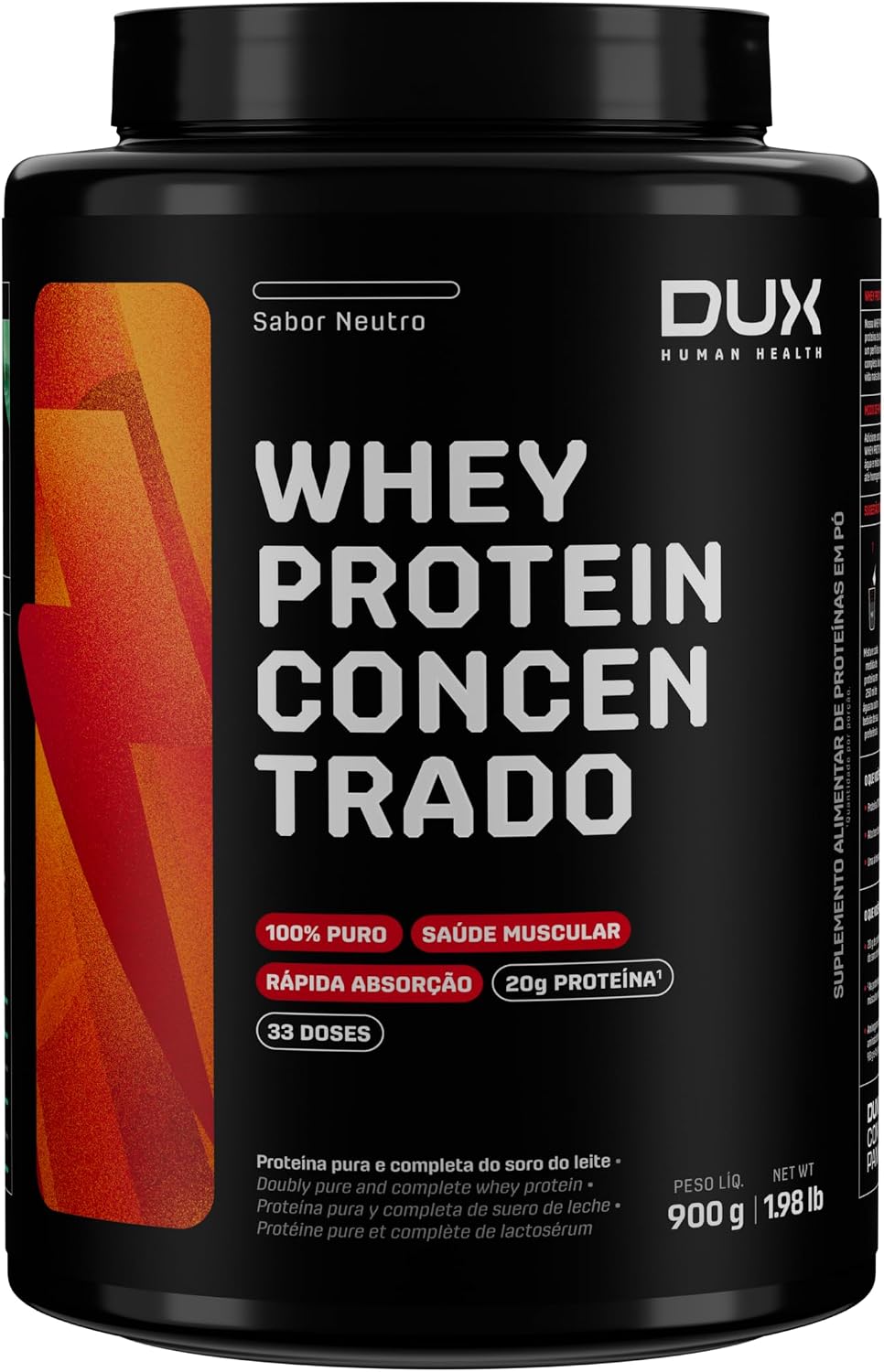 Análise: Whey Protein Concentrado DUX Human Health 900g Sem Sabor