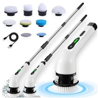 Escova de Limpeza Elétrica Recarregável 9 em 1 com Cabo Extensor