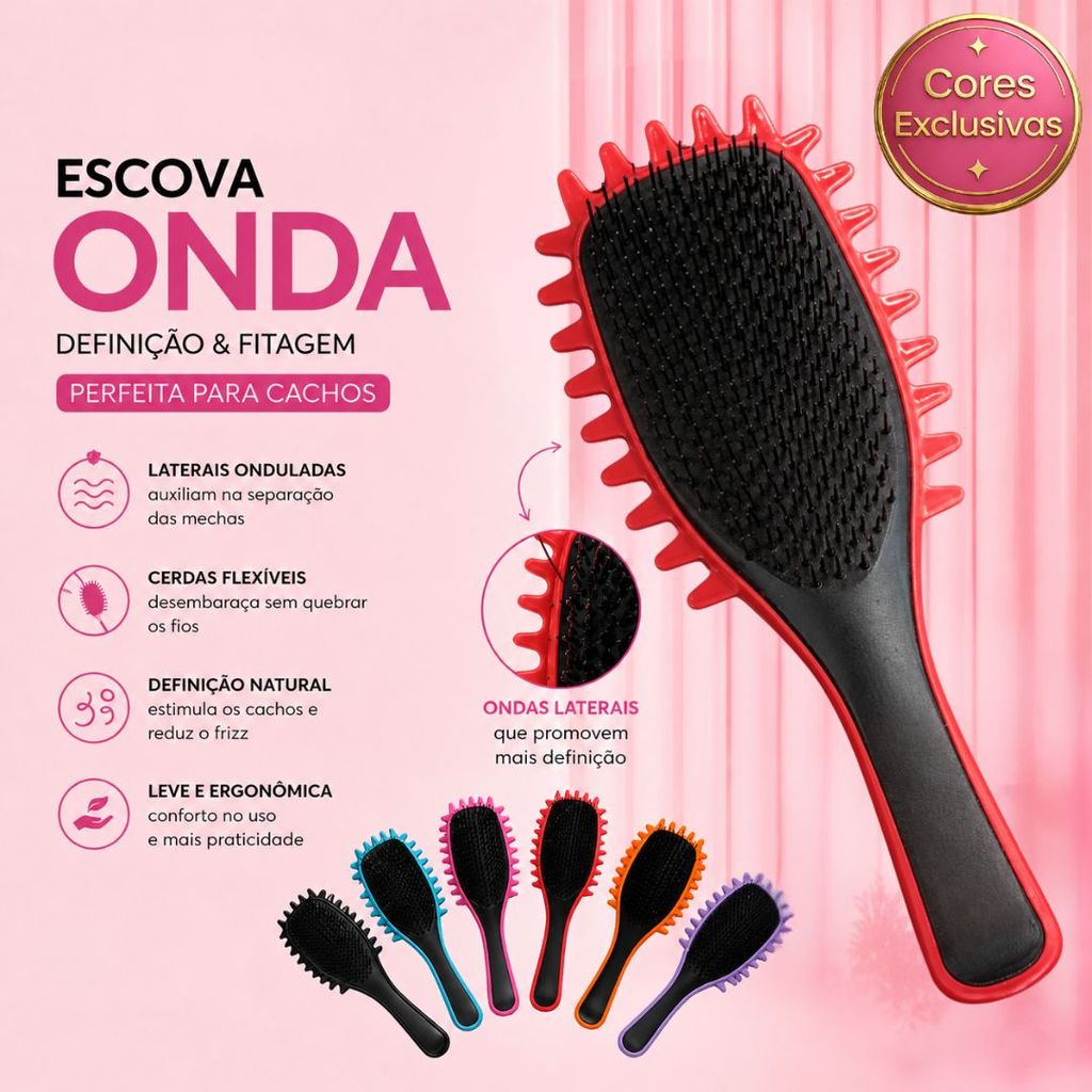 Escova Onda Finalizadora Beauty Flash para Definição de Cachos