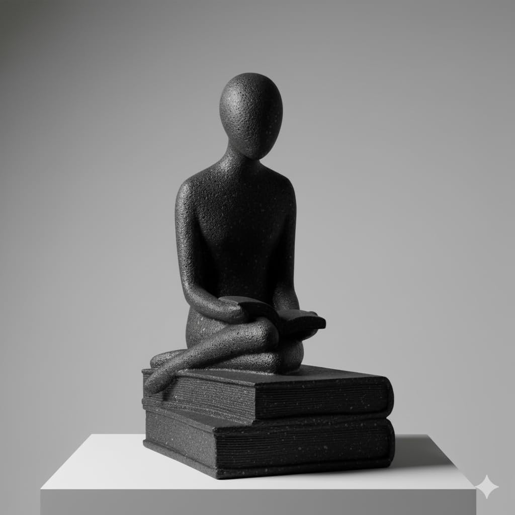 Escultura Decorativa Homem Lendo Livro: Minimalismo para Escritório