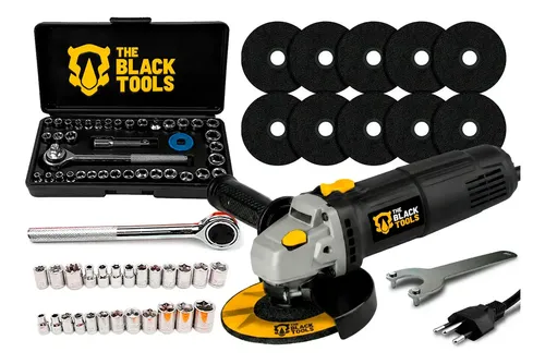 Esmerilhadeira Angular Professional The Black Tools com Kit de Soquetes 40 Peças