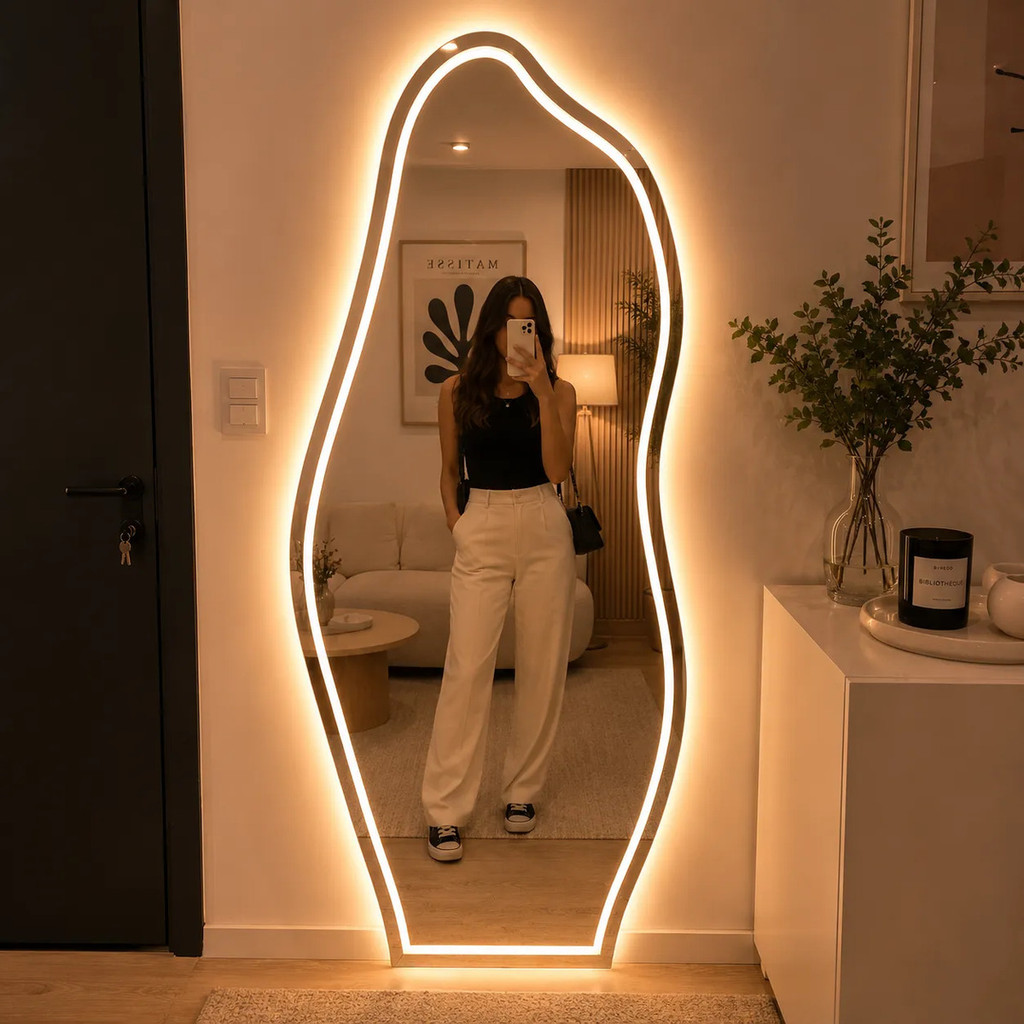Espelho Orgânico com LED Touch 90x40 3 Cores Jateado