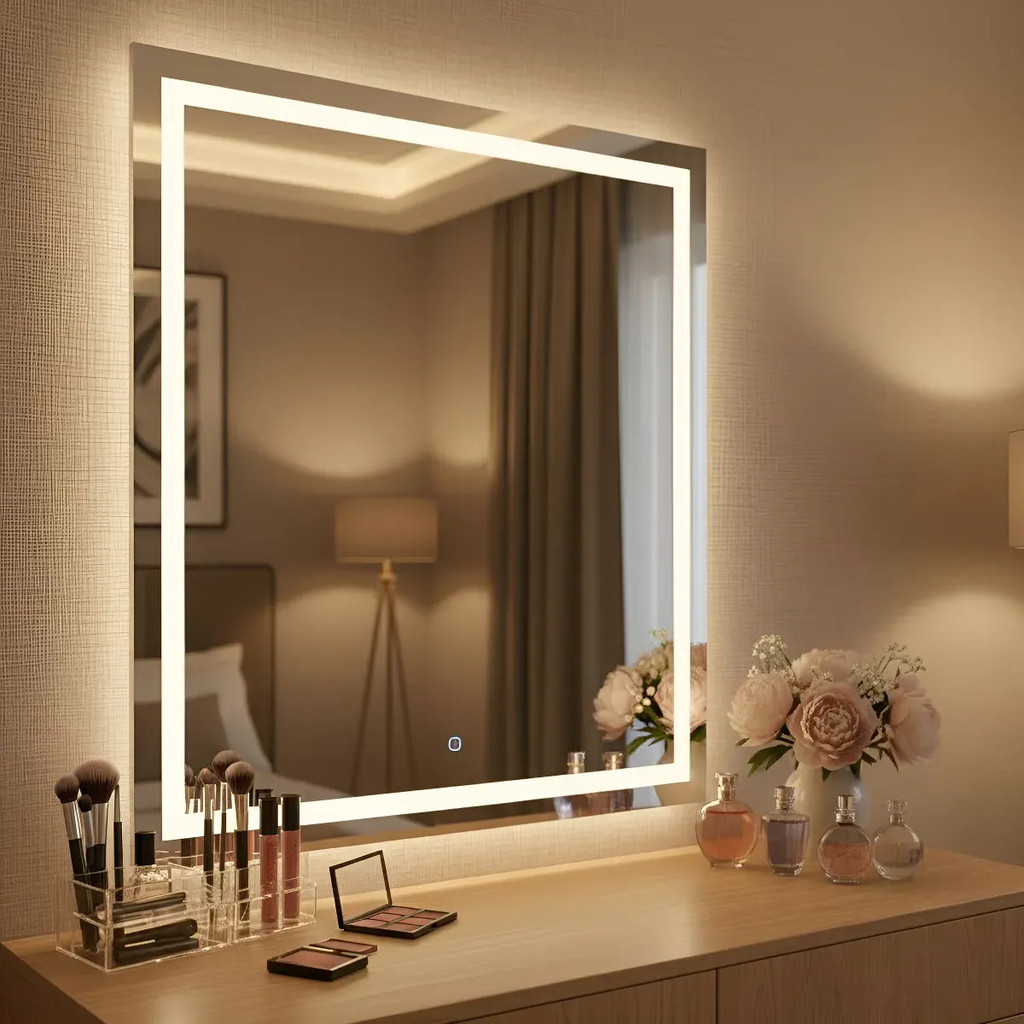 Espelho Retangular 40x60 com LED 3 Cores e Touch Jateado