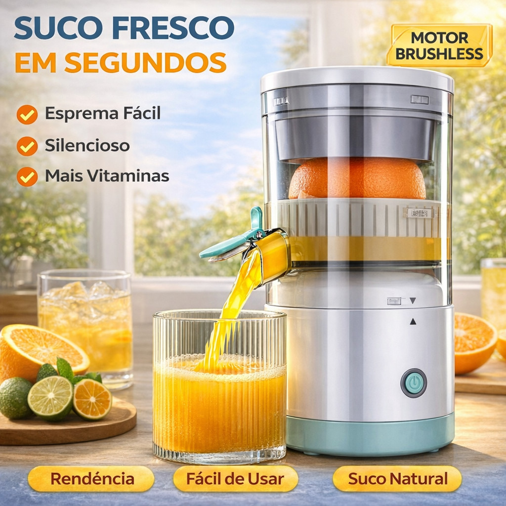 Espremedor Elétrico de Frutas Automático Portátil para Laranja e Limão