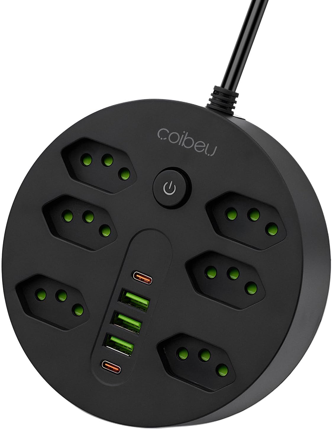 Extensão Régua de Energia Coibeu com 6 Tomadas e 5 Portas USB
