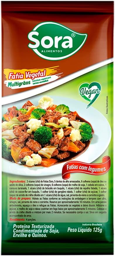 Fatias de Soja Vegano Sora 125g Carne Vermelha