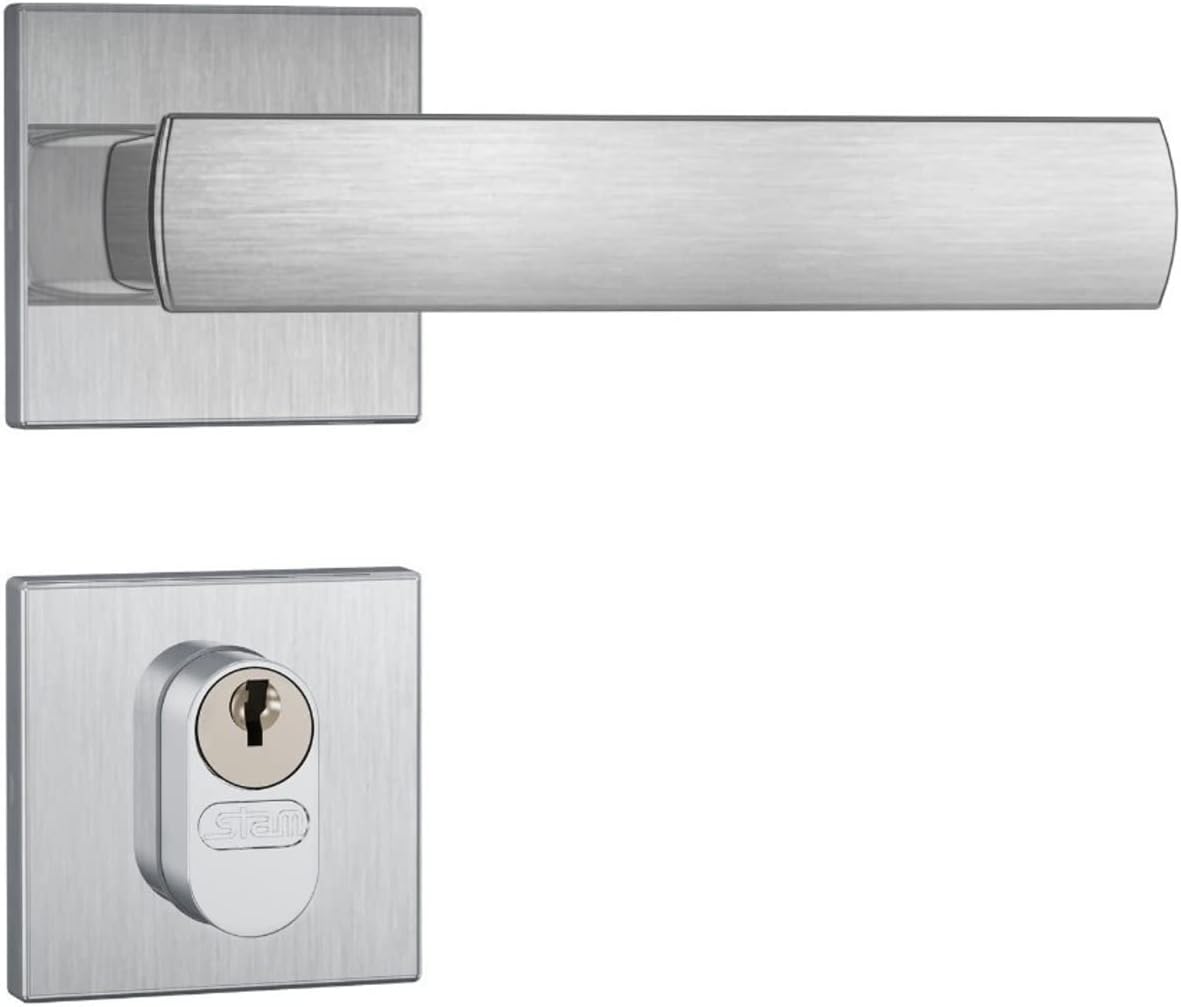 Fechadura Stam 803/35 Roseta Quadrada Inox Escovado