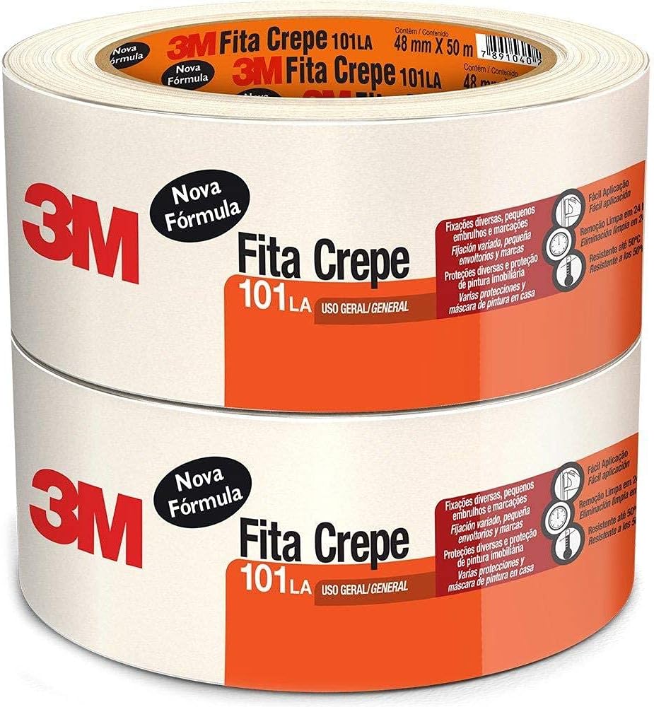 Fita Crepe Escolar 101 Adelbras 48mm x 50m - Kit com 2 Unidades