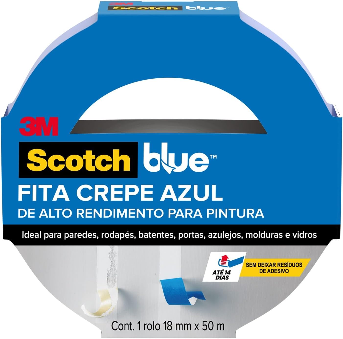 Fita Crepe Profissional Scotch 3M Bluetape 18 mm x 50 m