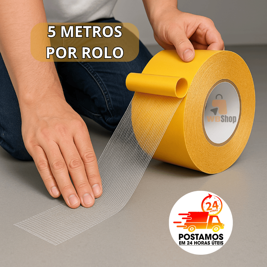 Fita Dupla Face para Tapete e Carpete Resistente 5m
