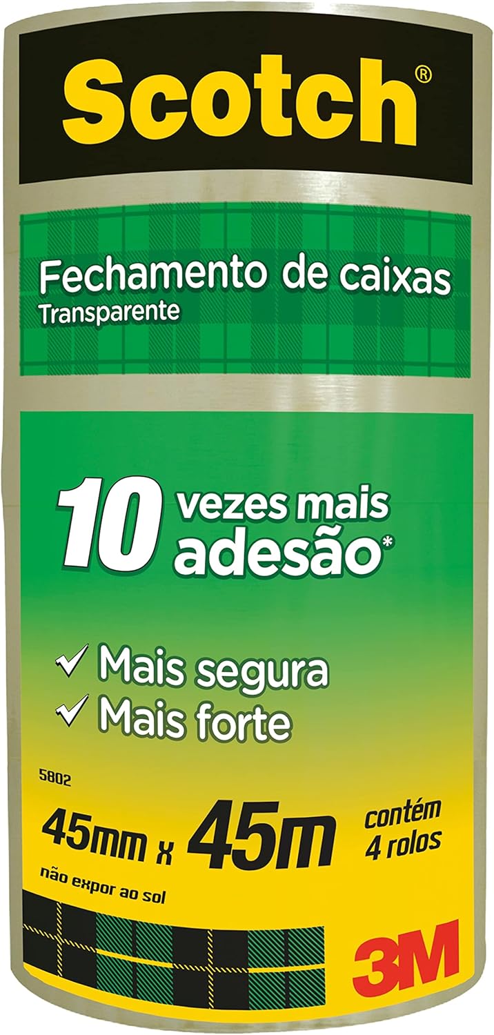 Fita de Empacotamento Transparente Scotch 3M: Kit com 4 Unidades