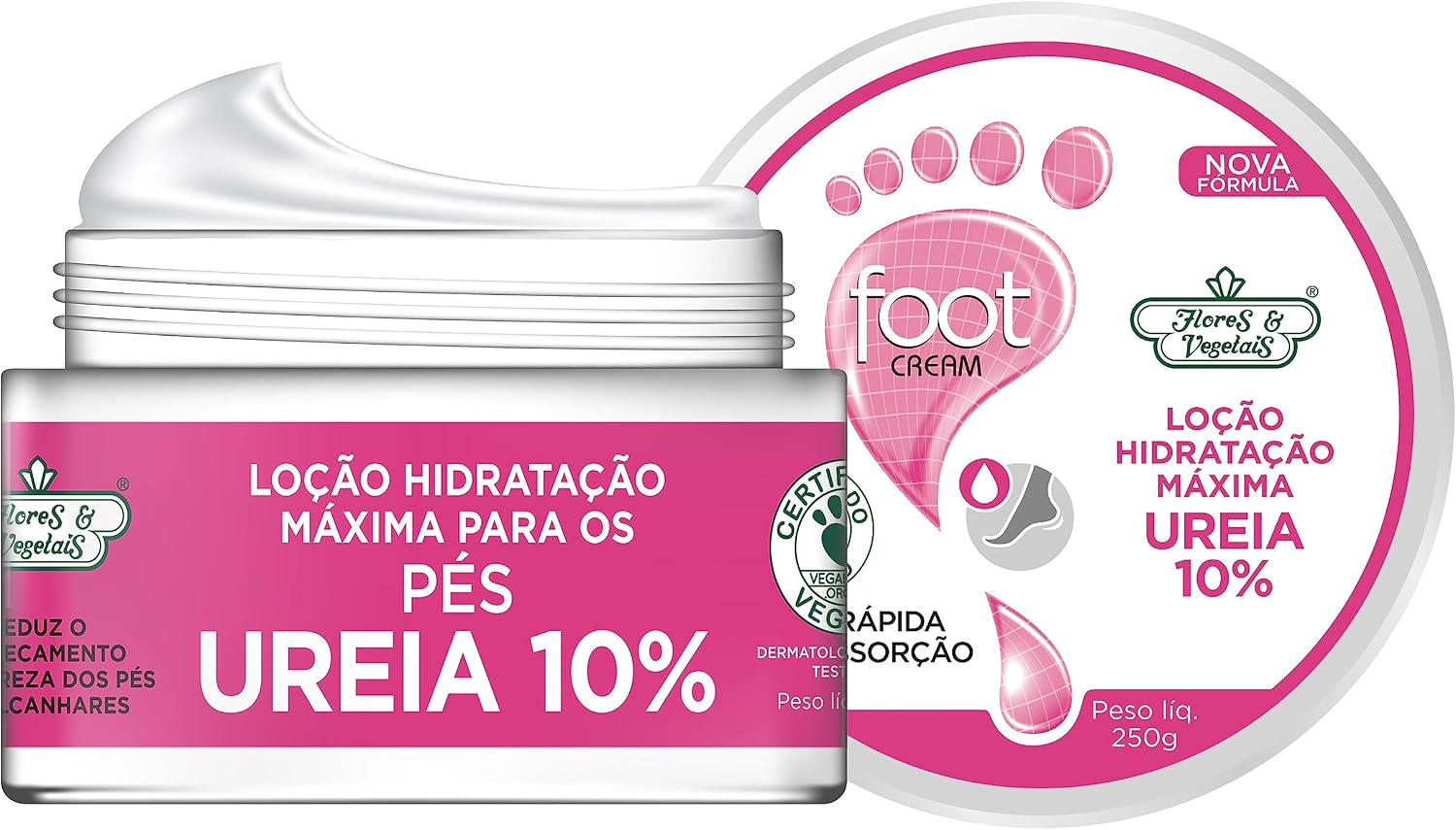 Flores e Vegetais Loção Hidratante com Ureia para os Pés 250g