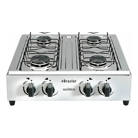 Fogão Cooktop Portátil Asiático 4 Bocas Inox Branco