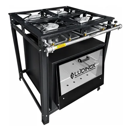 Fogão Industrial 4 Bocas Alta Pressão com Forno 120L e Visor