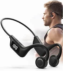 Fone de Condução Óssea Bluetooth com Visor Digital para Esportes
