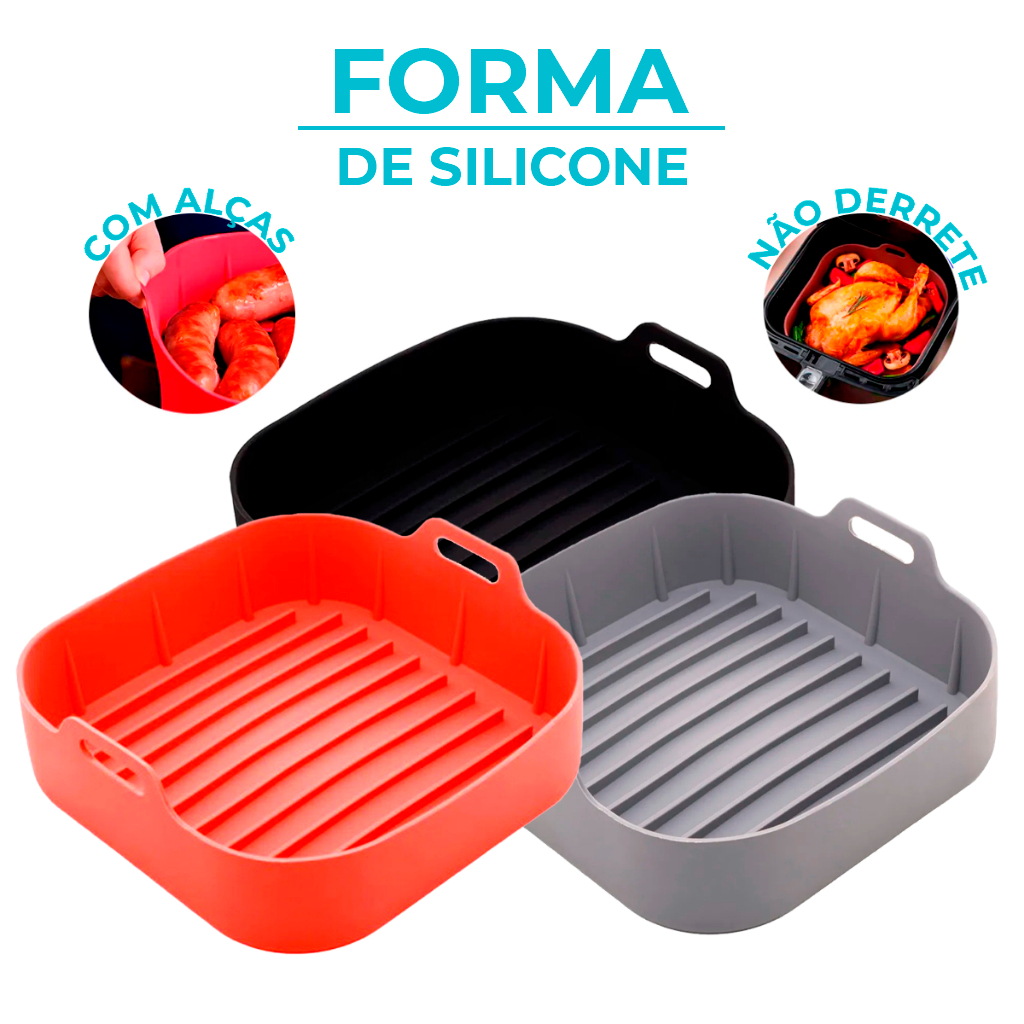 Forma de Silicone Quadrada para Air Fryer e Fritadeira Elétrica