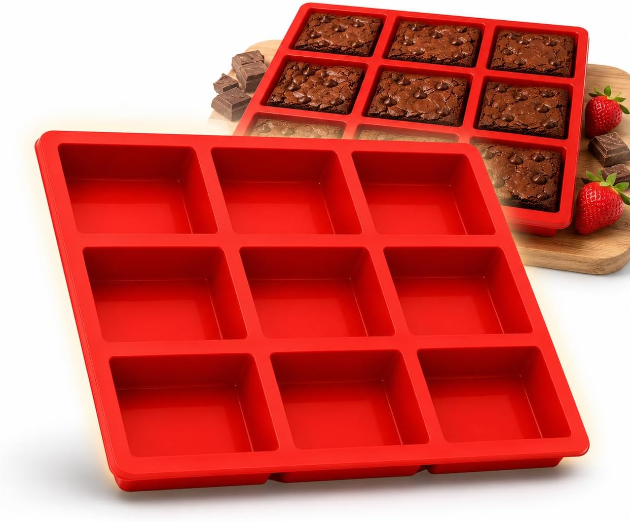 Forma de Silicone Retangular com 9 Cavidades Antiaderente
