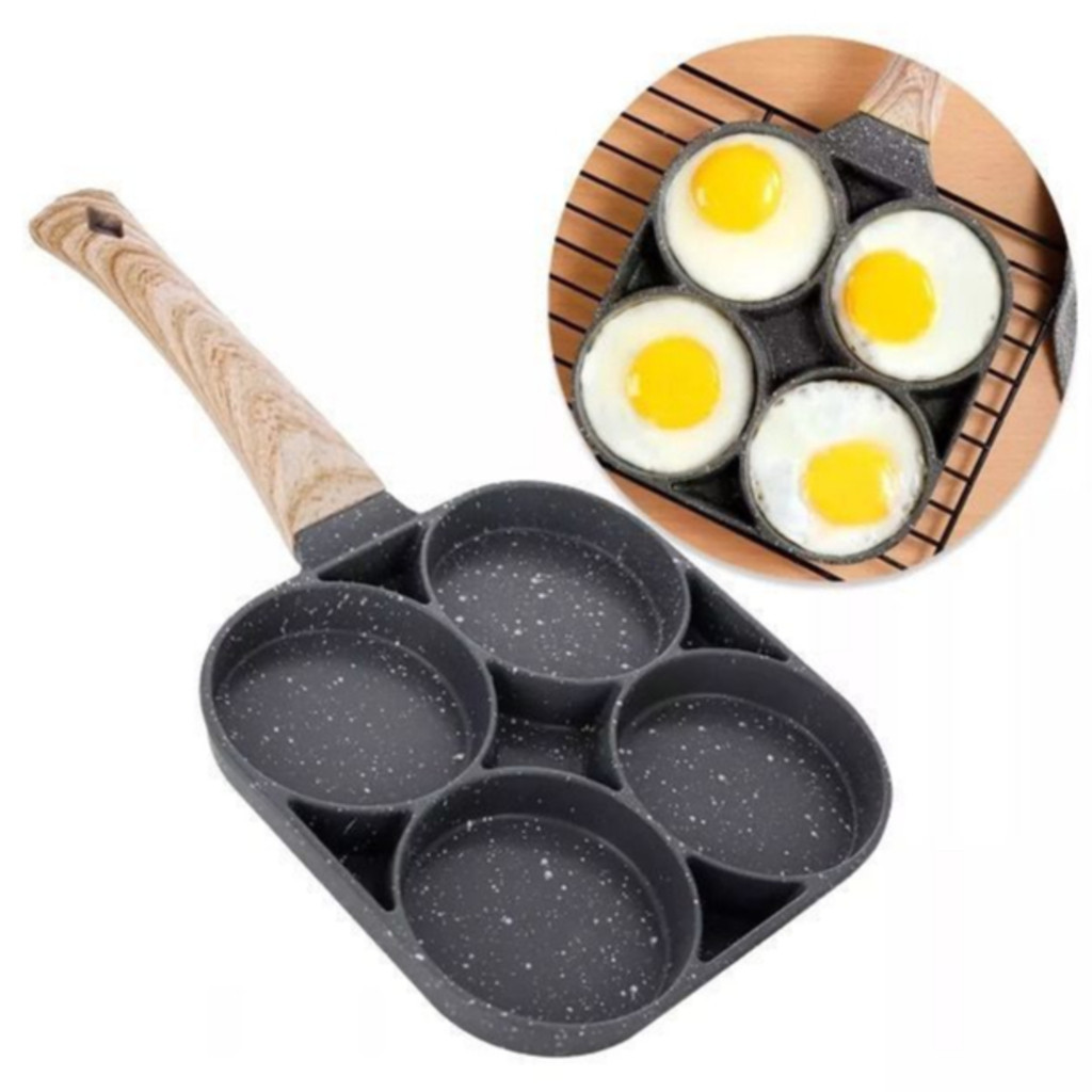 Frigideira Antiaderente com 4 Divisórias para Ovo e Hambúrguer