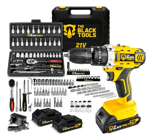 Furadeira Parafusadeira de Impacto 21V com Kit 46 Peças