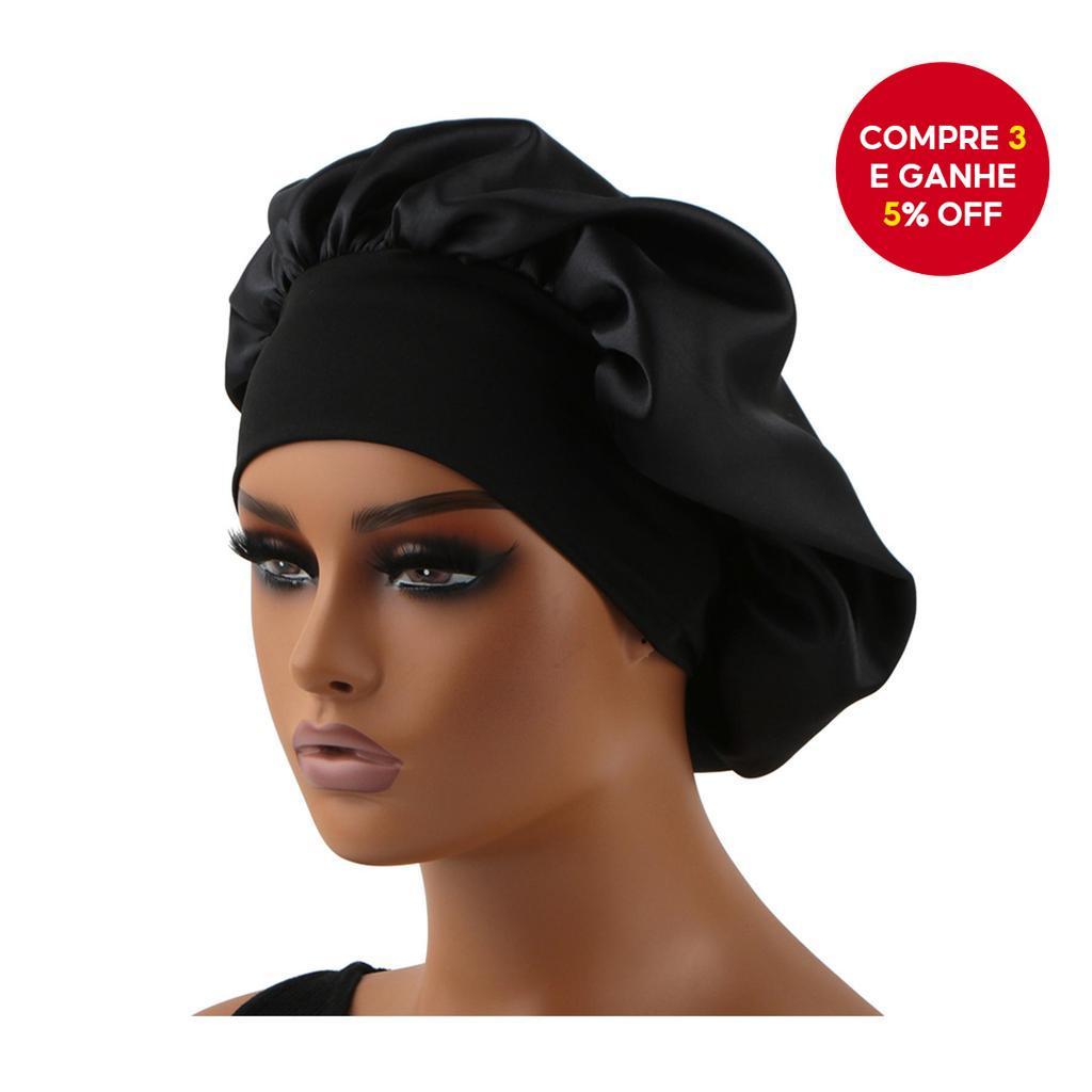 Gorro de Seda Acetinada com Faixa Larga de 7 cm para Dormir