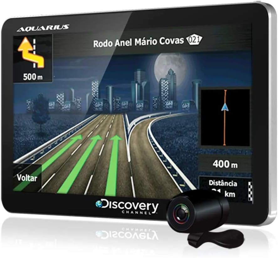 GPS Discovery Channel 4.3" com TV Digital e Câmera de Ré
