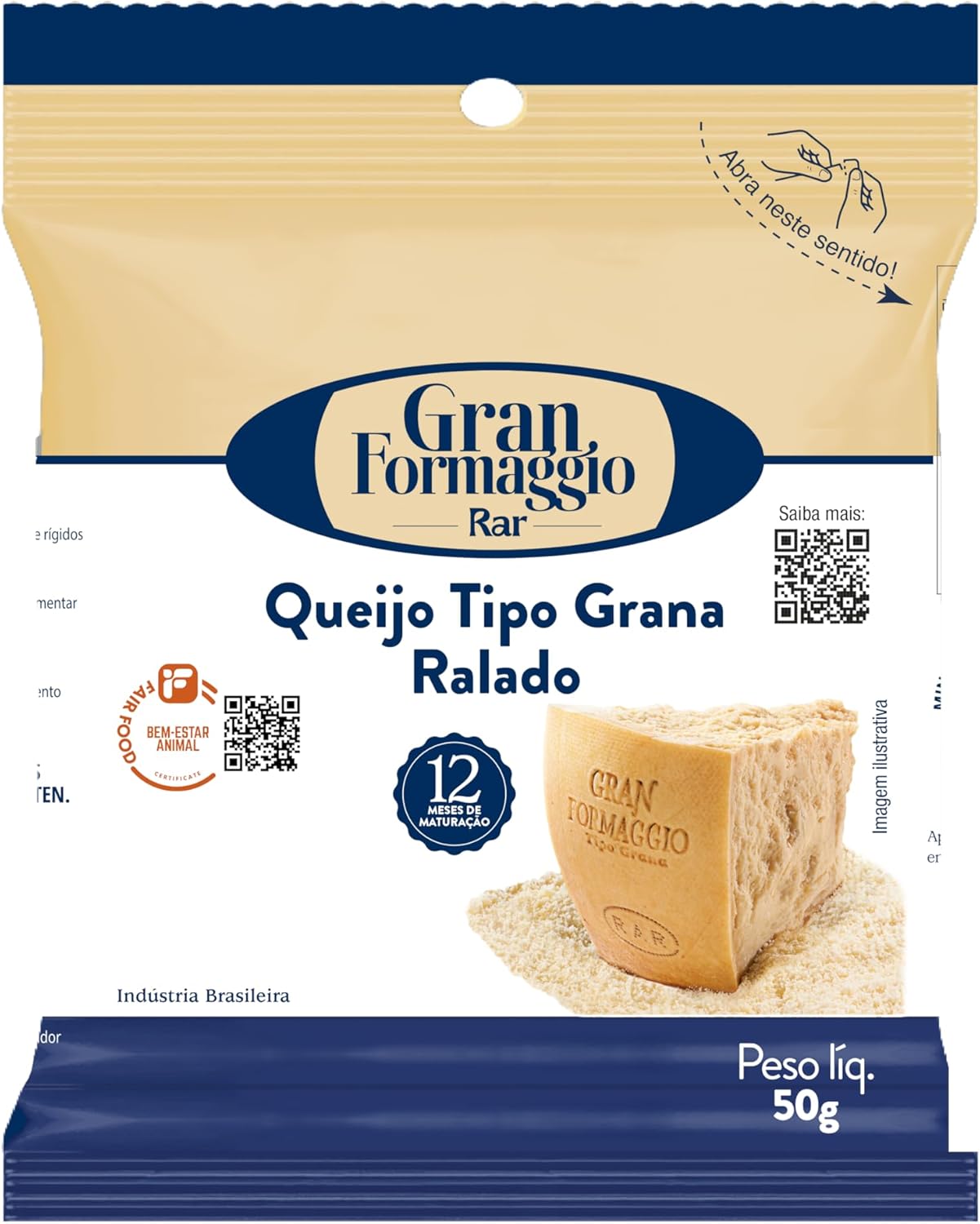 Queijo Gran Formaggio Rar Tipo Grana Ralado 50g