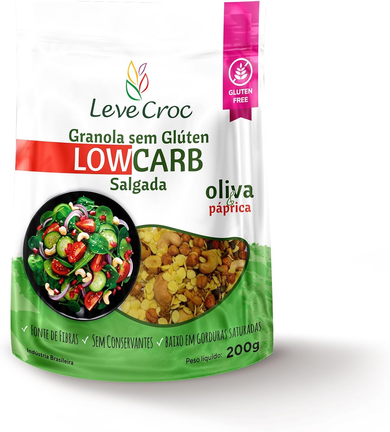 Granola Low Carb Salgada Oliva e Páprica Leve Croc 200g: Vale a pena?