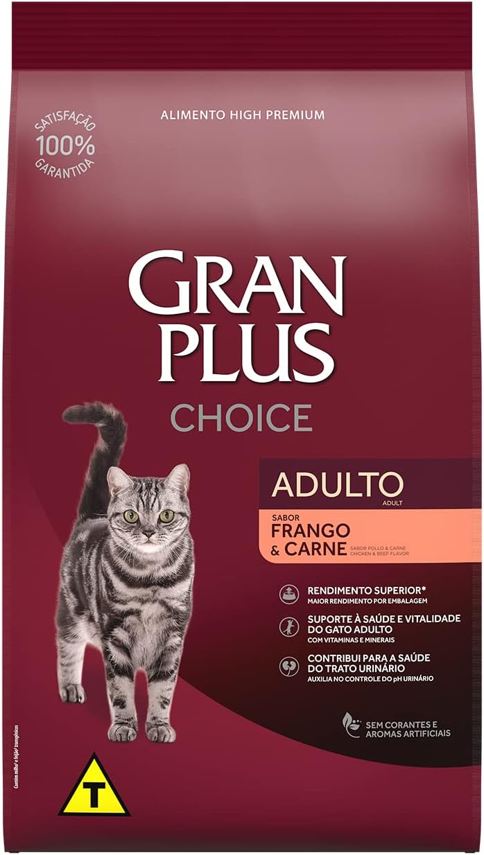GranPlus Choice: Ração para Gatos Adultos Frango e Carne 10.1 kg