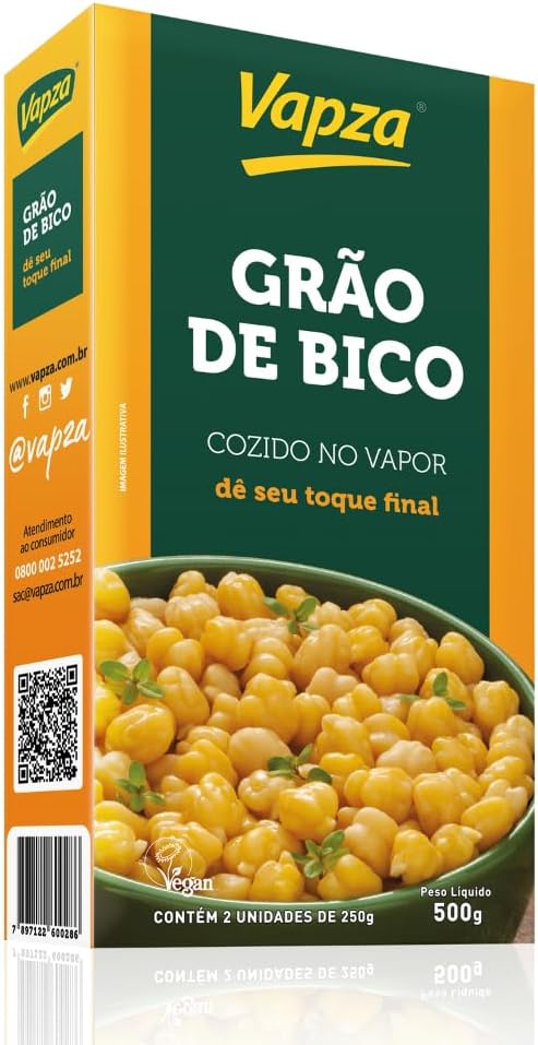 Grão de Bico Cozido no Vapor Vapza 500g: Praticidade na Cozinha