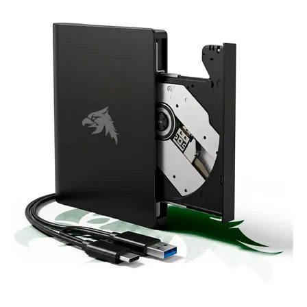 Gravador e Leitor de DVD Externo Portátil Slim Pholex USB e Tipo-C