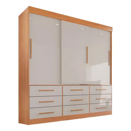 Guarda-Roupa Casal Luana Sallêto Móveis: 3 Portas e 9 Gavetas