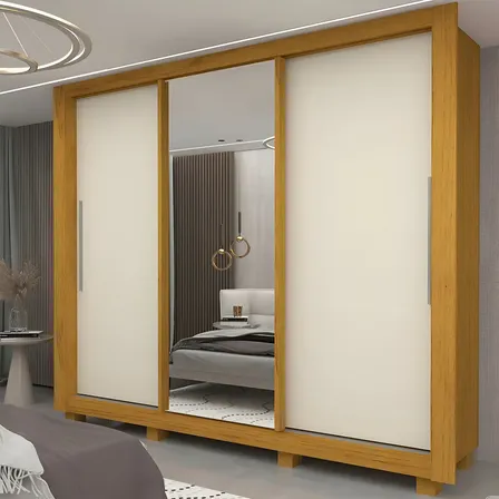 Guarda-roupa Casal 3 Portas com Espelho e Pés Cgwt