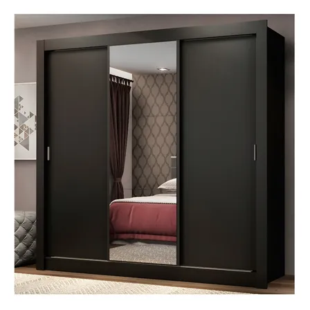 Guarda Roupa Casal Madesa Mônaco: 3 Portas de Correr e Espelho
