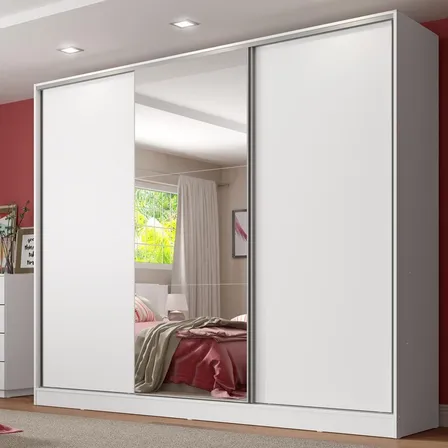 Guarda-Roupa Casal Madesa Royale: 100% MDF com 3 Portas e Espelho