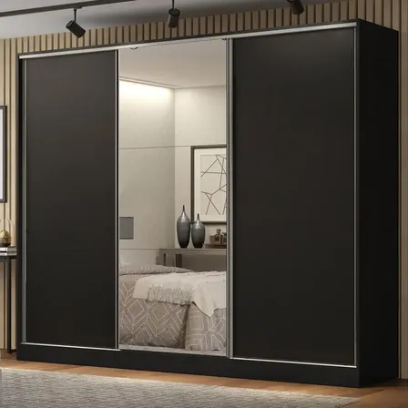 Guarda-Roupa Casal Madesa Royale 100% MDF com 3 Portas de Correr e Espelho