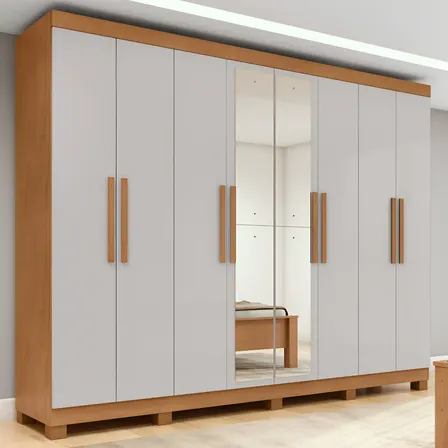 Guarda-roupa Casal Móveis Lopas Easy Slim 8 Portas com Espelho