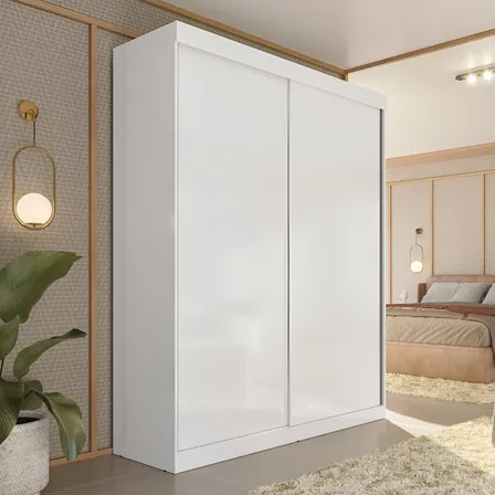 Guarda Roupa Solteiro 2 Portas de Correr e 2 Gavetas Branco