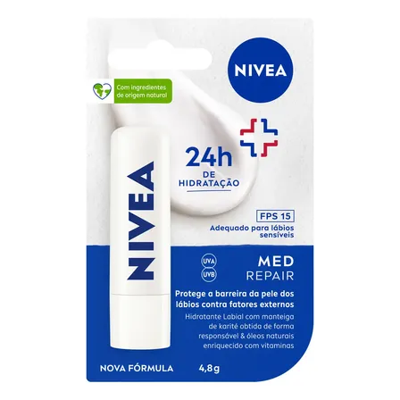 Hidratante Labial Nivea Med Repair FPS15: Cuidado Intensivo para Lábios Ressecados