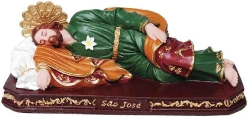 Imagem São José Dormindo 12 cm em Resina para Decoração Religiosa